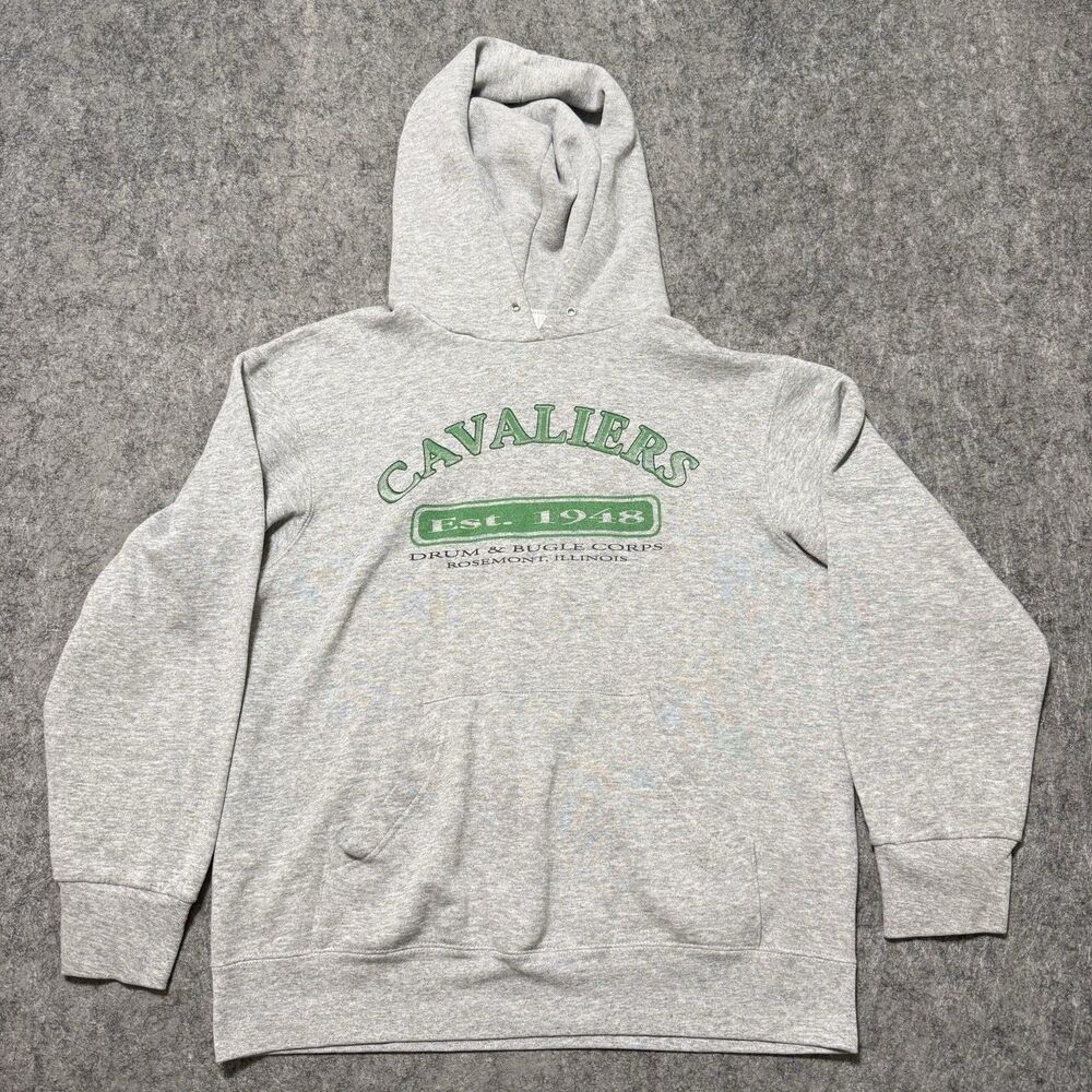 Vintage 90s The Cavaliers Drum Bugle Corps Hoodie Fruit of the Loom Best Gray M